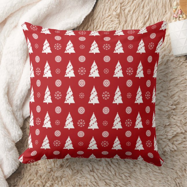 Christmas Pillow with Trees and Snowflakes Kudde (Filt)