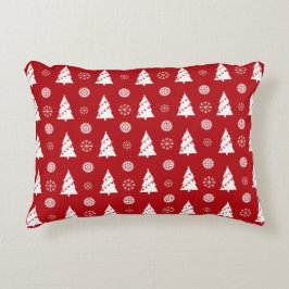 Christmas Pillow with Trees and Snowflakes Prydnadskudde