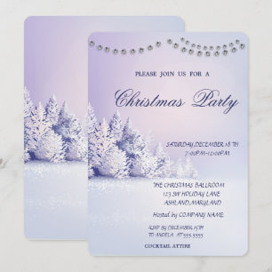 Christmas Pine Tree Snow Forest Christmas Party Inbjudningar