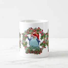CHRISTMAS PINGUIN WITH WREATH KAFFEMUGG