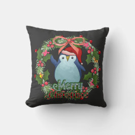 CHRISTMAS PINGUIN WITH WREATH KUDDE