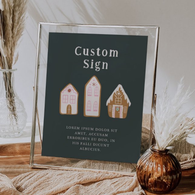 Christmas Pink Gingerbread House Custom Sign Poster (Skapare uppladdad)