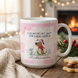 Christmas pink Plaid Cartoon illustration funny  Jumbo Mugg