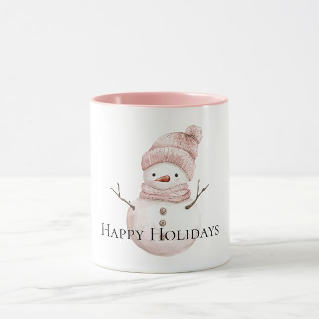 Christmas Pink White Snowman Mugg (Center)