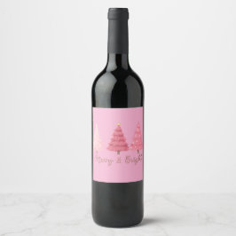 Christmas pink wine bottle label vinflaska etikett