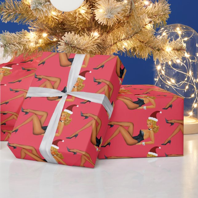 CHRISTMAS PINUP GIRL BLONDE  PRESENTPAPPER (Helgdagar)