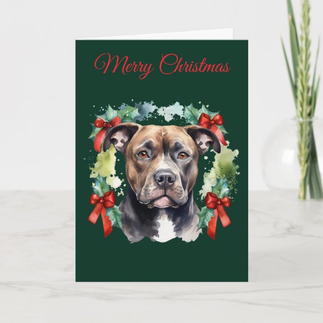 Christmas Pitbull Helgkort (Framsida)