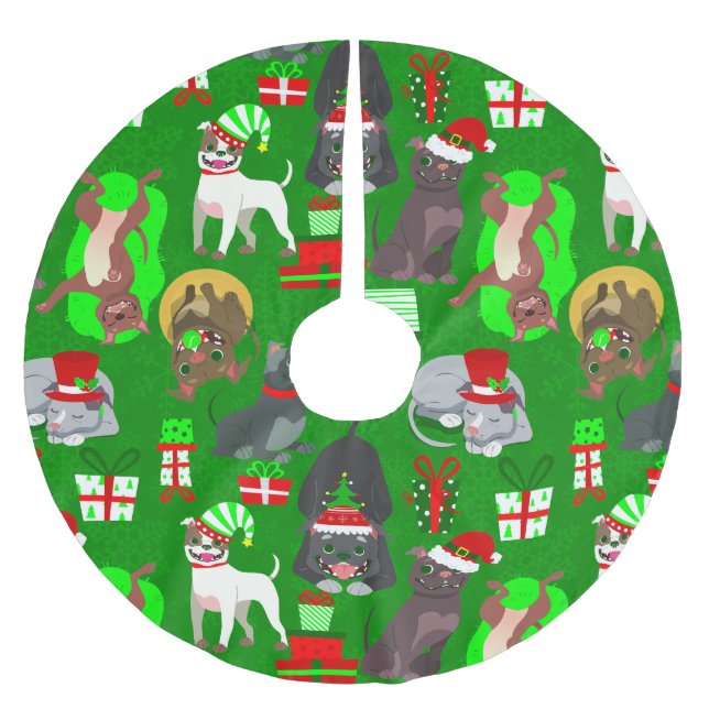 christmas pitbull puppy hund julgransmatta borstad polyester (Framsidan)