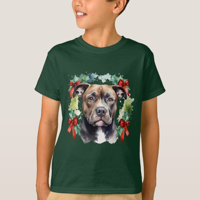 Christmas Pitbull T Shirt (Framsida)
