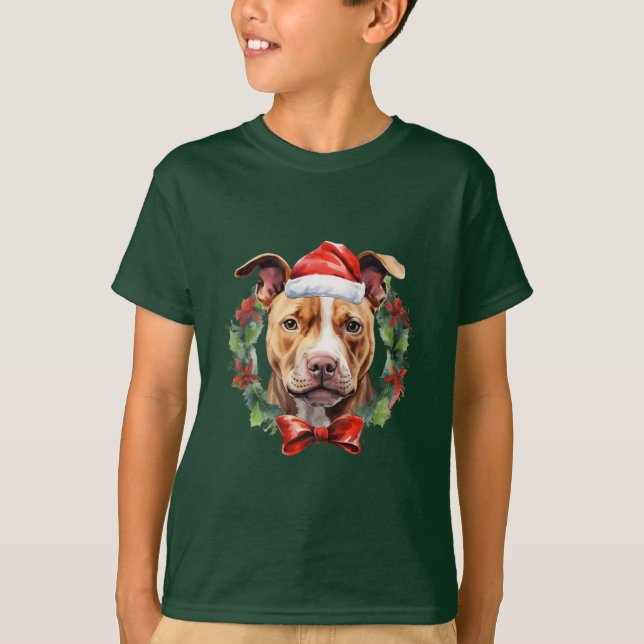 Christmas Pitbull T Shirt (Framsida)