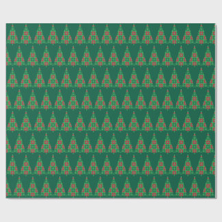Christmas pixelated tree wrapping paper presentpapper