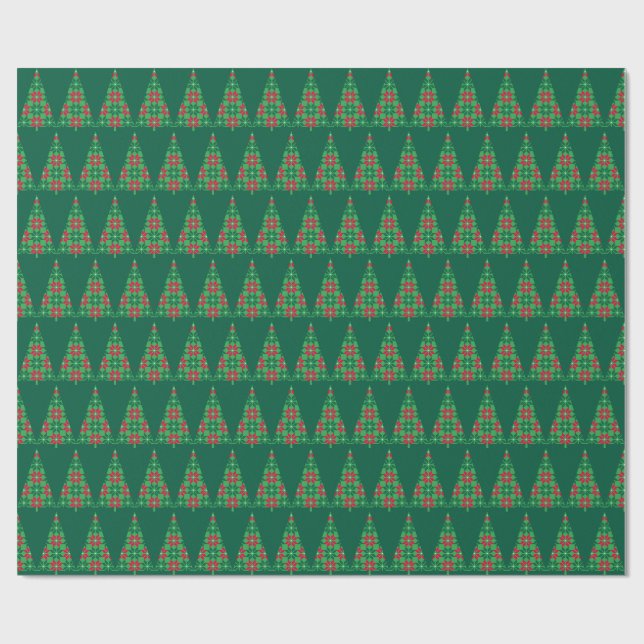 Christmas pixelated tree wrapping paper presentpapper (Platt)
