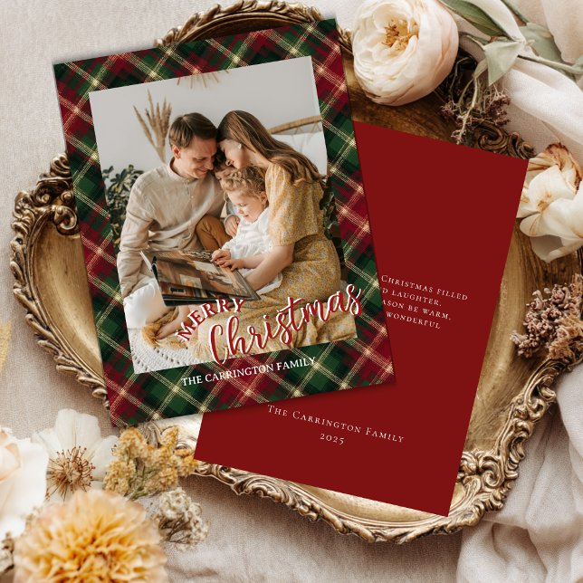Christmas Plaid Card With Photo Julkort (Skapare uppladdad)