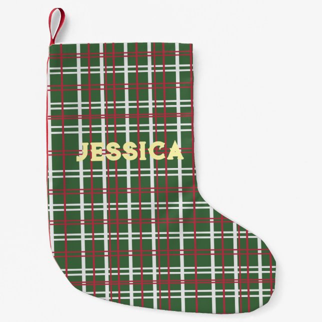 Christmas Plaid, Green, Red, White Liten Julstrumpa (Framsidan)