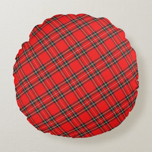 Christmas Plaid Pattern  Rund Kudde (Framsidan)