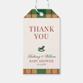 Christmas Plaid Preppy Bear Baby Shower Presentetikett