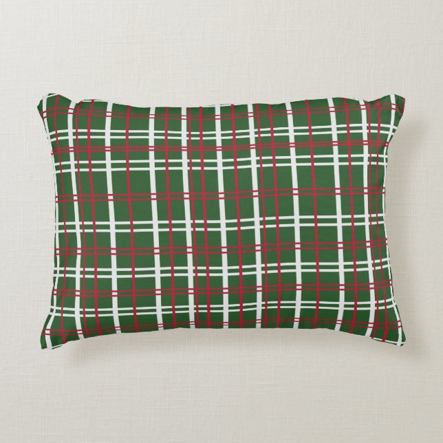Christmas Plaid Red, Green, White Prydnadskudde (Framsidan)