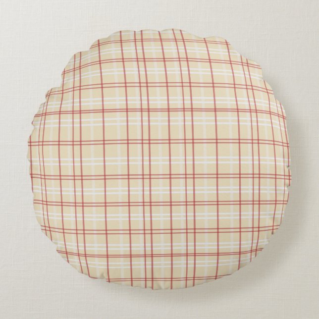 Christmas Plaid Red, Green, White Rund Kudde (Framsidan)