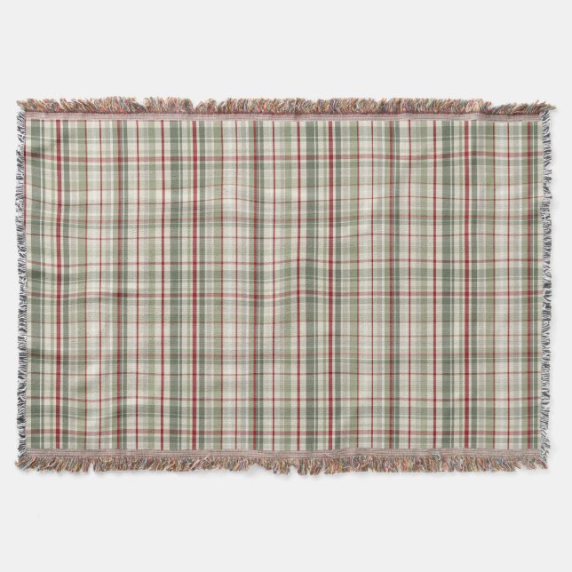 Christmas Plaid - rustic green red ivory Filt (Framsidan)