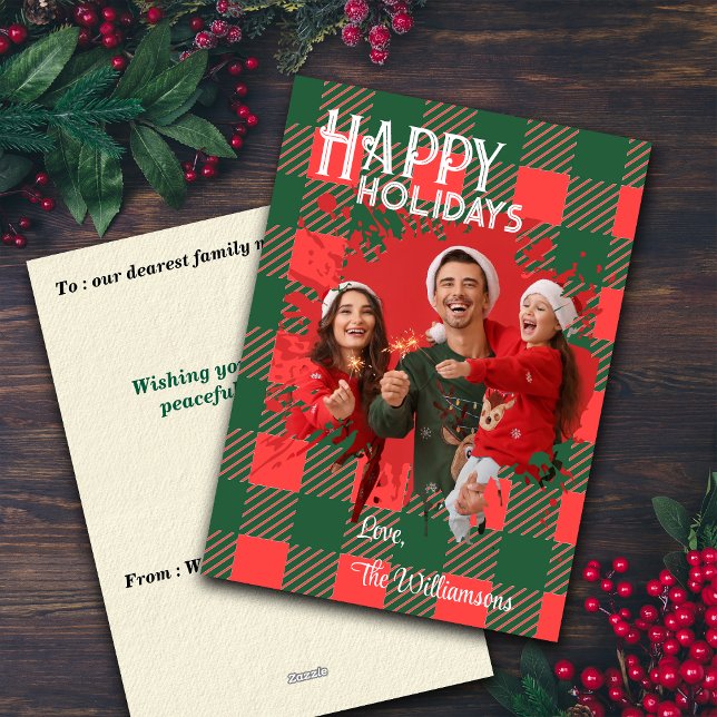Christmas Plaids Custom Photo Holiday Cards Julkort (Skapare uppladdad)
