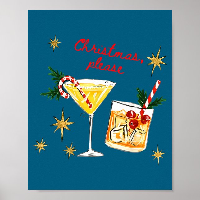Christmas Please Retro Festive Tail Xmas Holiday D Poster (Framsidan)