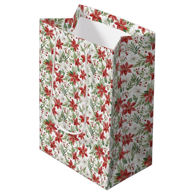 Christmas Poinsettia Gift Bag (Framsidan Vinklad)