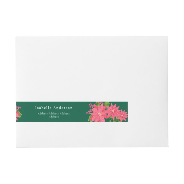 Christmas Poinsettia Green Etikettband (Framsidan)