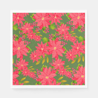 Christmas Poinsettia Green Pappersservett