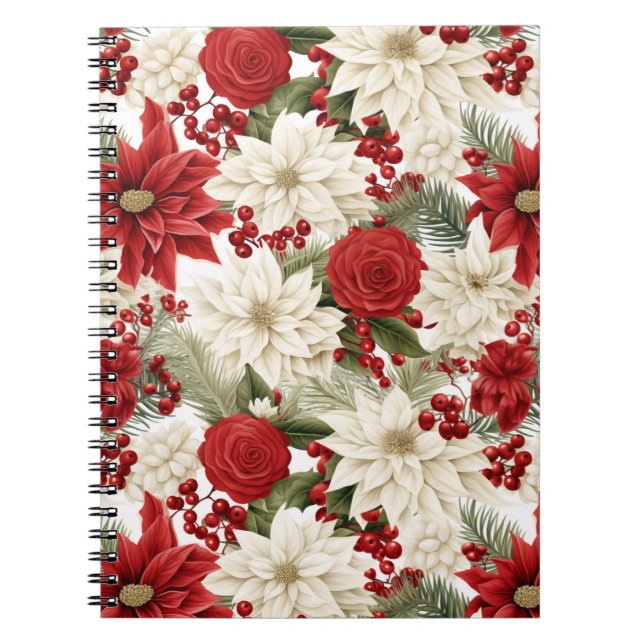 Christmas Poinsettia – Holiday Floral Design Anteckningsbok (Framsidan)