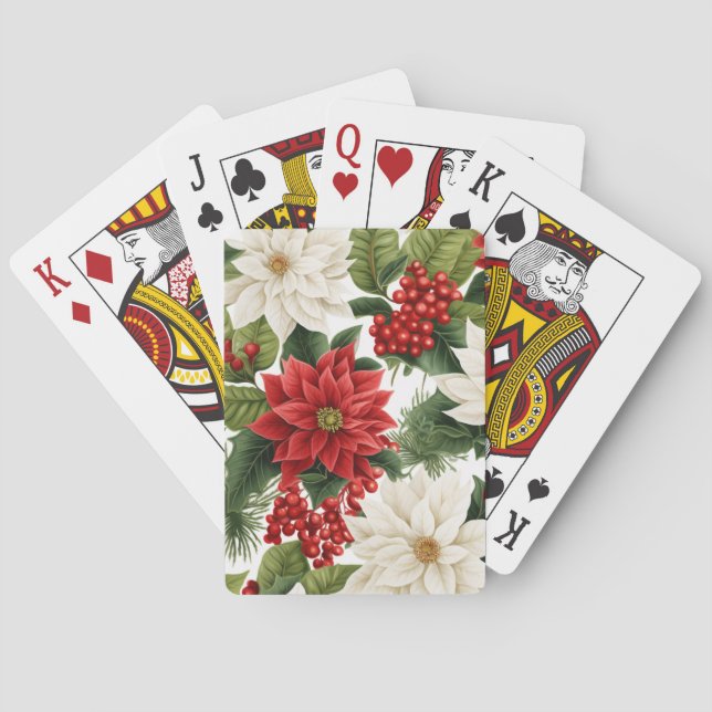 Christmas Poinsettia – Holiday Floral Design Casinokort (Baksidan)