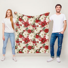 Christmas Poinsettia – Holiday Floral Design Fleecefilt