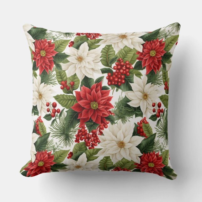 Christmas Poinsettia – Holiday Floral Design Kudde (Framsida)