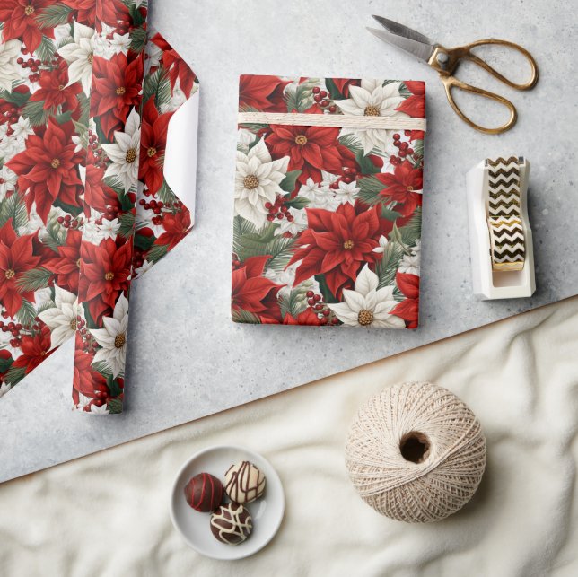 Christmas Poinsettia – Holiday Floral Design Presentpapper (Hantverk)