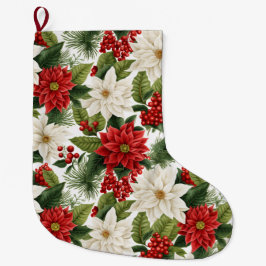 Christmas Poinsettia – Holiday Floral Design Stor Julstrumpa