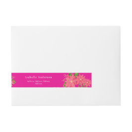 Christmas Poinsettia Hot Pink Etikettband