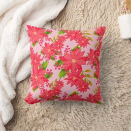 Christmas Poinsettia Pink Kudde