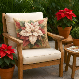 Christmas Poinsettia White and Red Porch or Patio Kudde