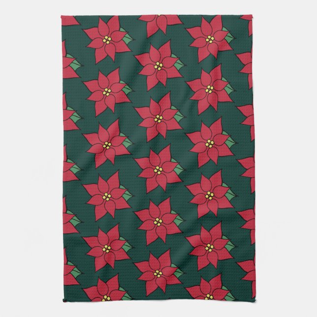 Christmas Poinsettias Kitchen Towel Kökshandduk (Vertikal)