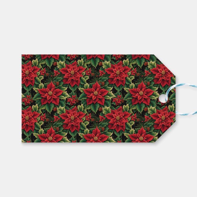 Christmas Poinsettias Presentetikett (Framsidan (Horisontell))
