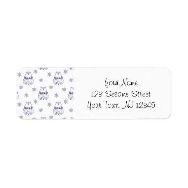 Christmas Polar Bear Address Labels  Returadress Etikett (Framsidan)