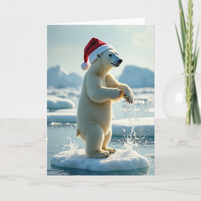 Christmas Polar Bear Splash Card Kort (Framsida)