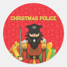 🎄 Christmas Police Round Stickers – Funny Holiday Runt Klistermärke