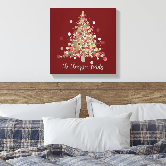 Christmas Polka Dot Tree Holiday Canvastryck (Insitu (sovrum))