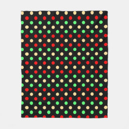 Christmas - Polka Dots Pattern on Black Background Fleecefilt