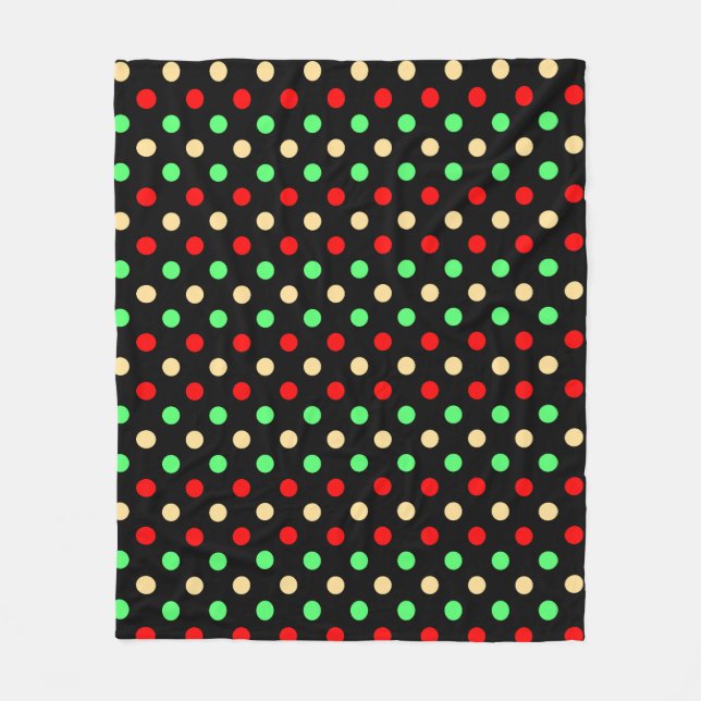 Christmas - Polka Dots Pattern on Black Background Fleecefilt (Framsidan)
