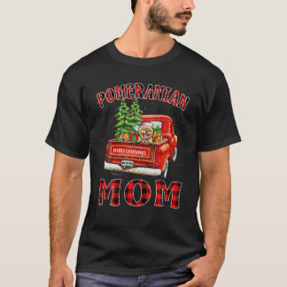 Christmas Pomeranian Mom Hat Santa Truck Tree Plai T Shirt