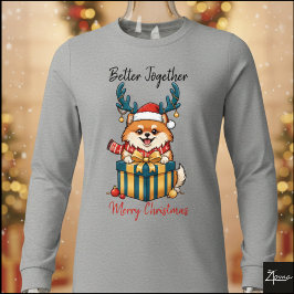 Christmas Pomeranian Reindeer Scarf Gift Graphic T Shirt