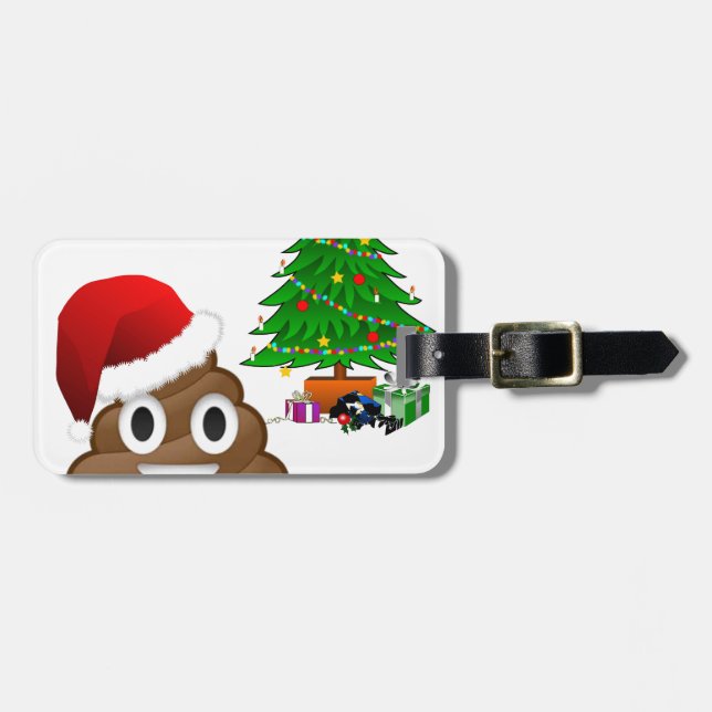 christmas poo emoji bagagebricka (Horisontell Framsida)