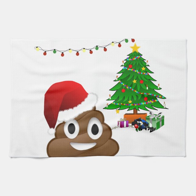 christmas poo emoji kökshandduk (Horisontell)