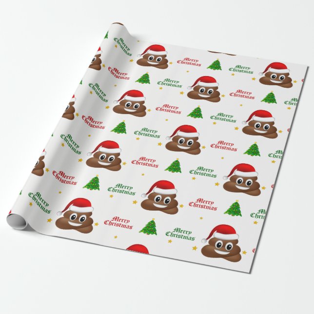 "christmas poo emoji" med papper stöt presentpapper (Utrullad)